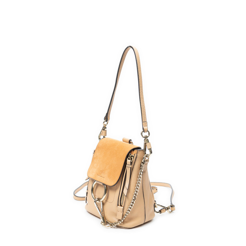 Backpack Mini Faye Backpack Beige Calfskin Leather