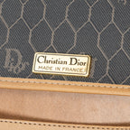 Shoulder Bag Vintage Full Flap Chain Clutch Grey Honeycomb Coated Canvas