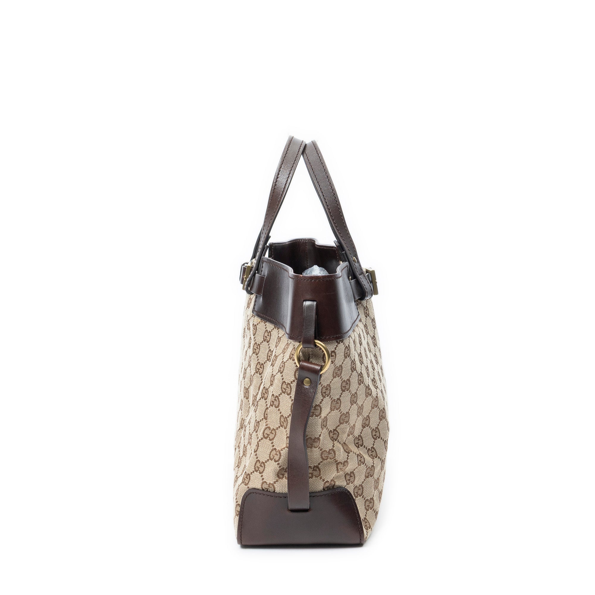 Handbag Horizontal Belt Tote Beige Monogrammed Canvas