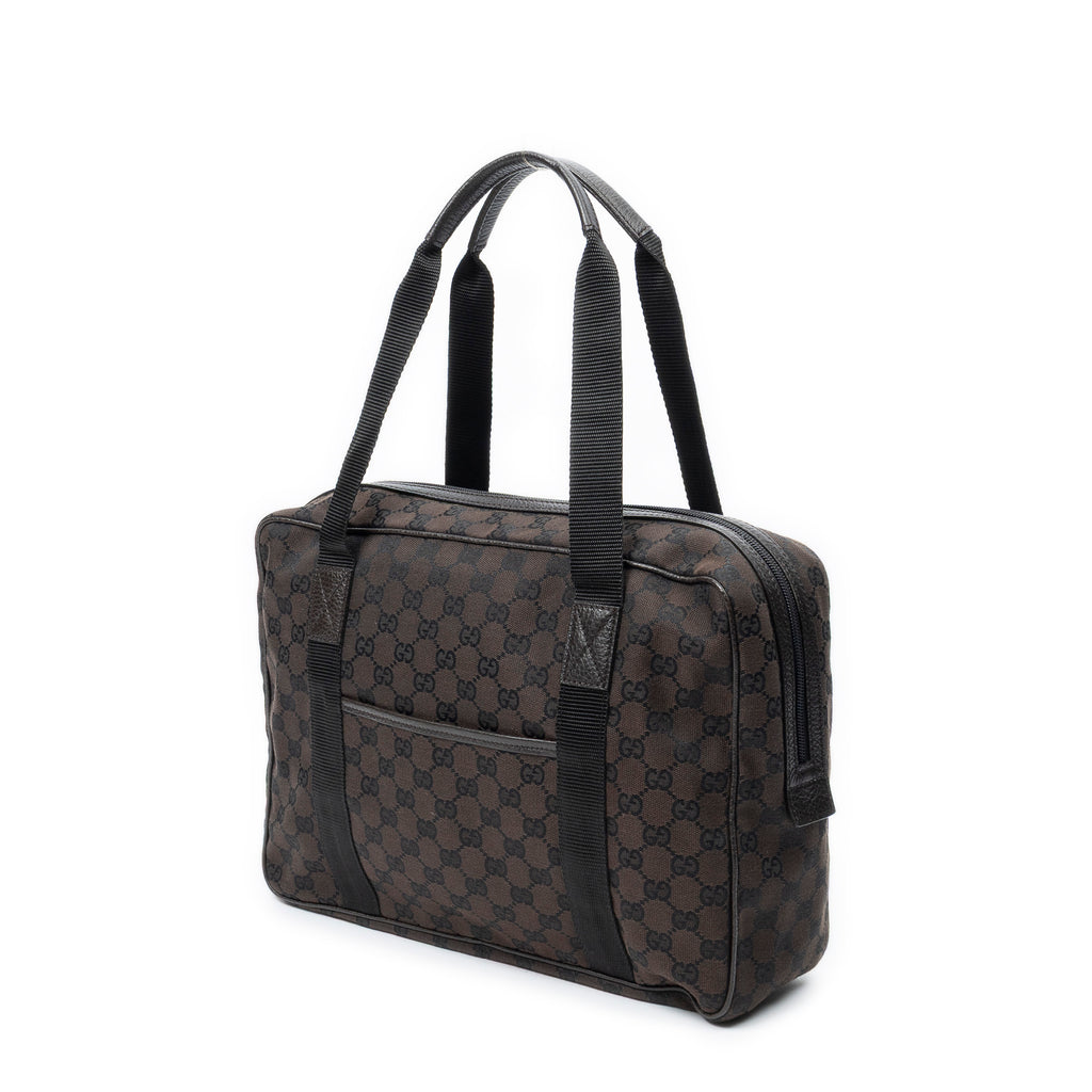 Shoulder Bag Laptop Bag Dark Brown Monogrammed Canvas