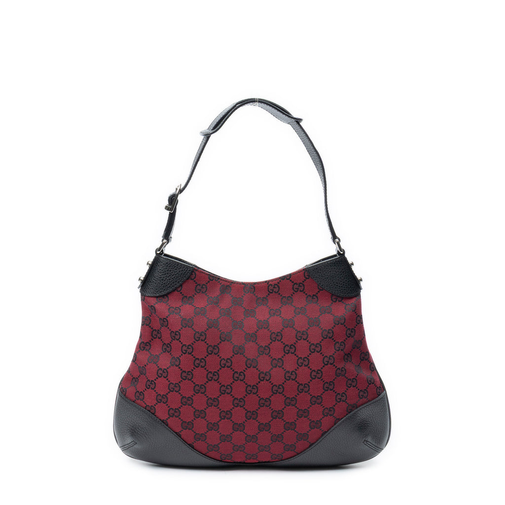 Shoulder Bag Small Hobo Red Monogrammed Canvas