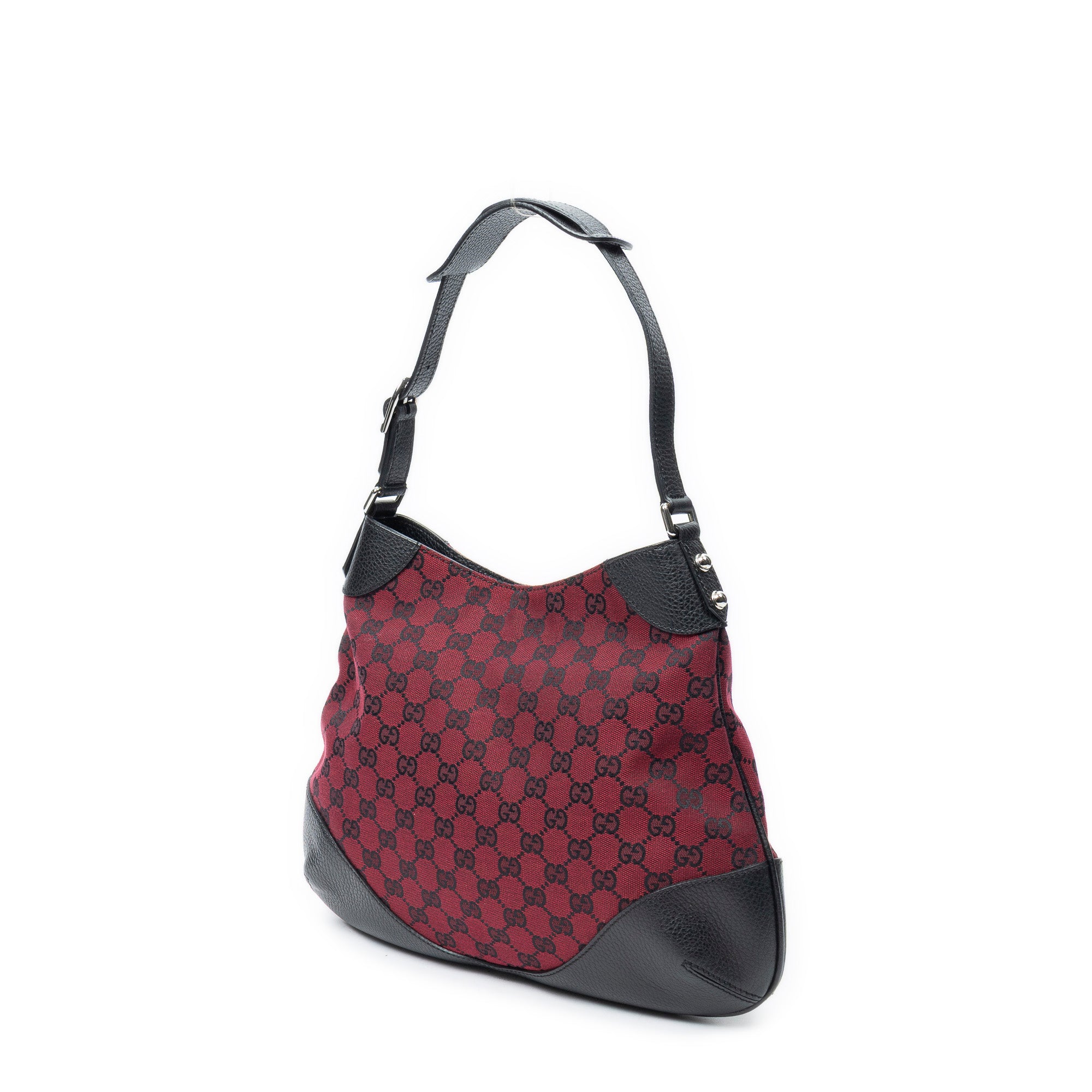 Shoulder Bag Small Hobo Red Monogrammed Canvas