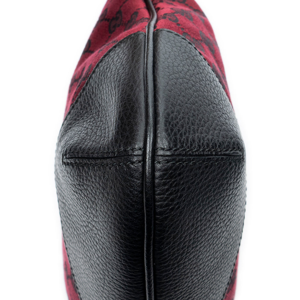 Shoulder Bag Small Hobo Red Monogrammed Canvas
