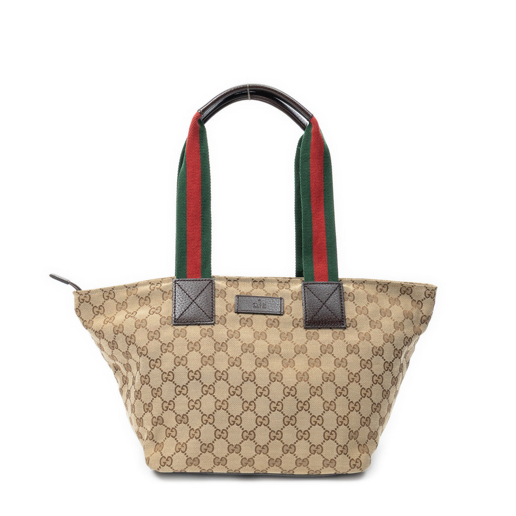 Shoulder Bag Medium Web Trapeze Tote Brown Monogrammed Canvas