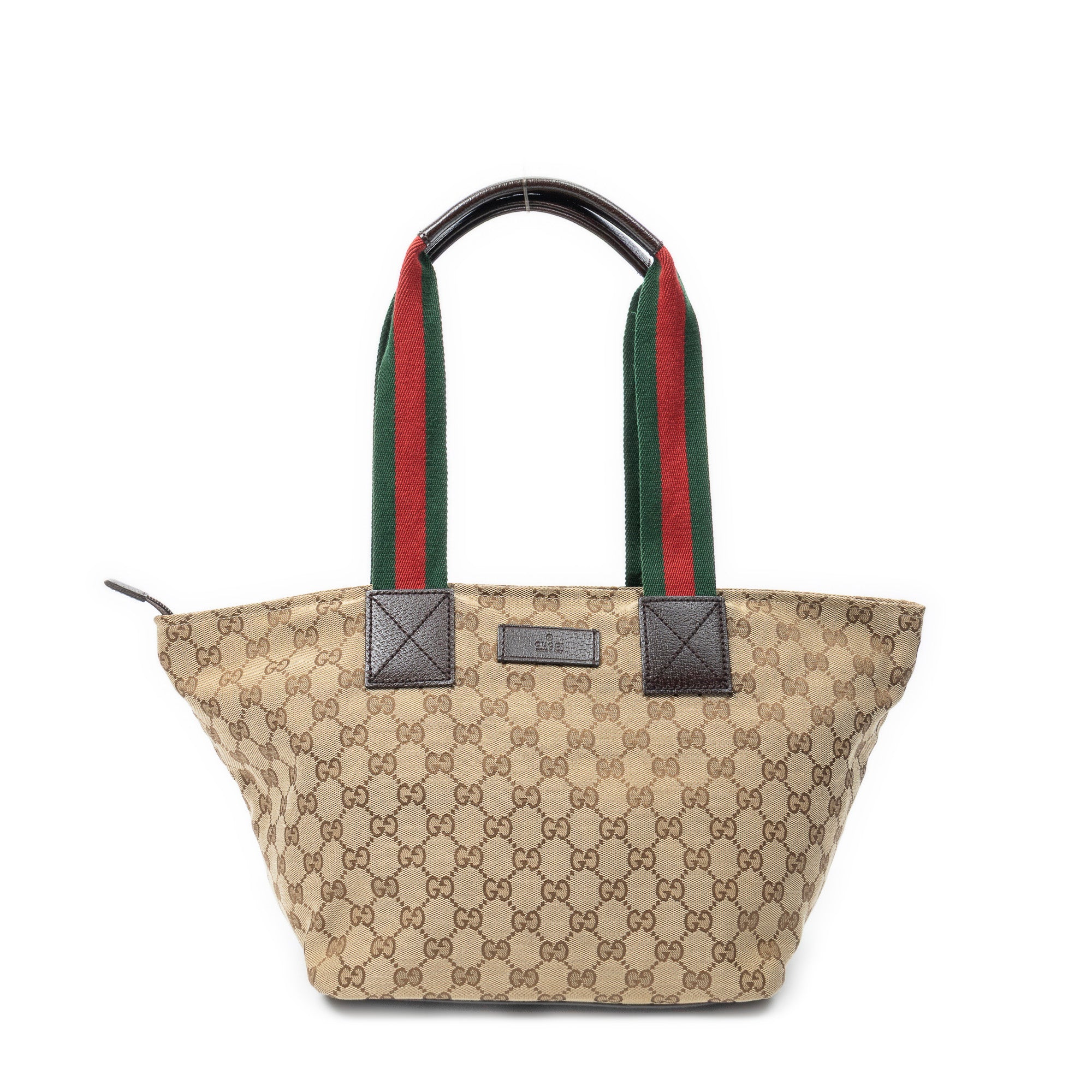 Shoulder Bag Medium Web Trapeze Tote Brown Monogrammed Canvas