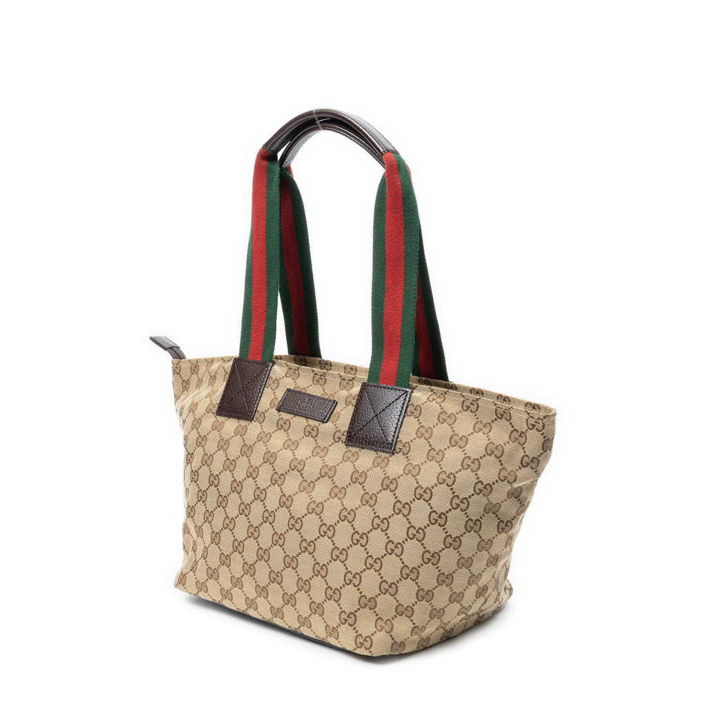 Shoulder Bag Medium Web Trapeze Tote Brown Monogrammed Canvas