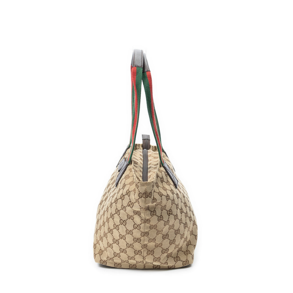 Shoulder Bag Medium Web Trapeze Tote Brown Monogrammed Canvas