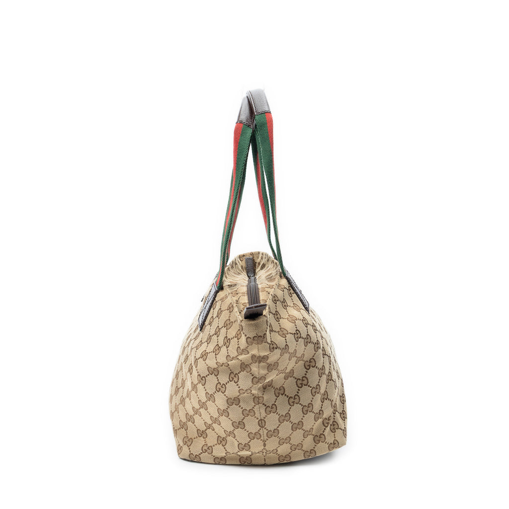 Shoulder Bag Medium Web Trapeze Tote Brown Monogrammed Canvas