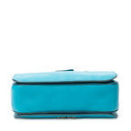 Handbag Pushlock Top Handle Teal Madras Leather