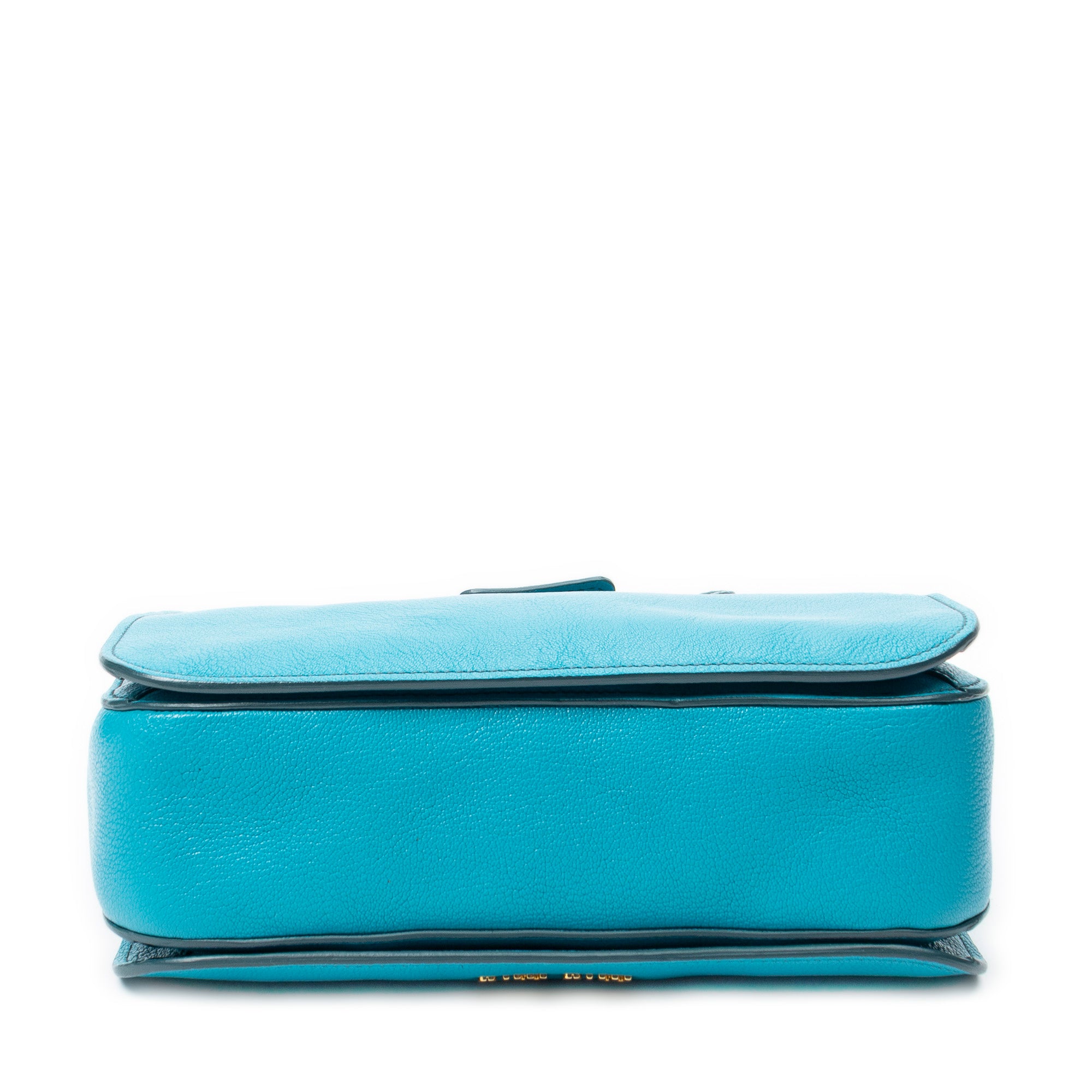 Handbag Pushlock Top Handle Teal Madras Leather