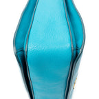 Handbag Pushlock Top Handle Teal Madras Leather