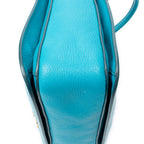Handbag Pushlock Top Handle Teal Madras Leather