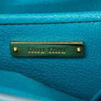 Handbag Pushlock Top Handle Teal Madras Leather