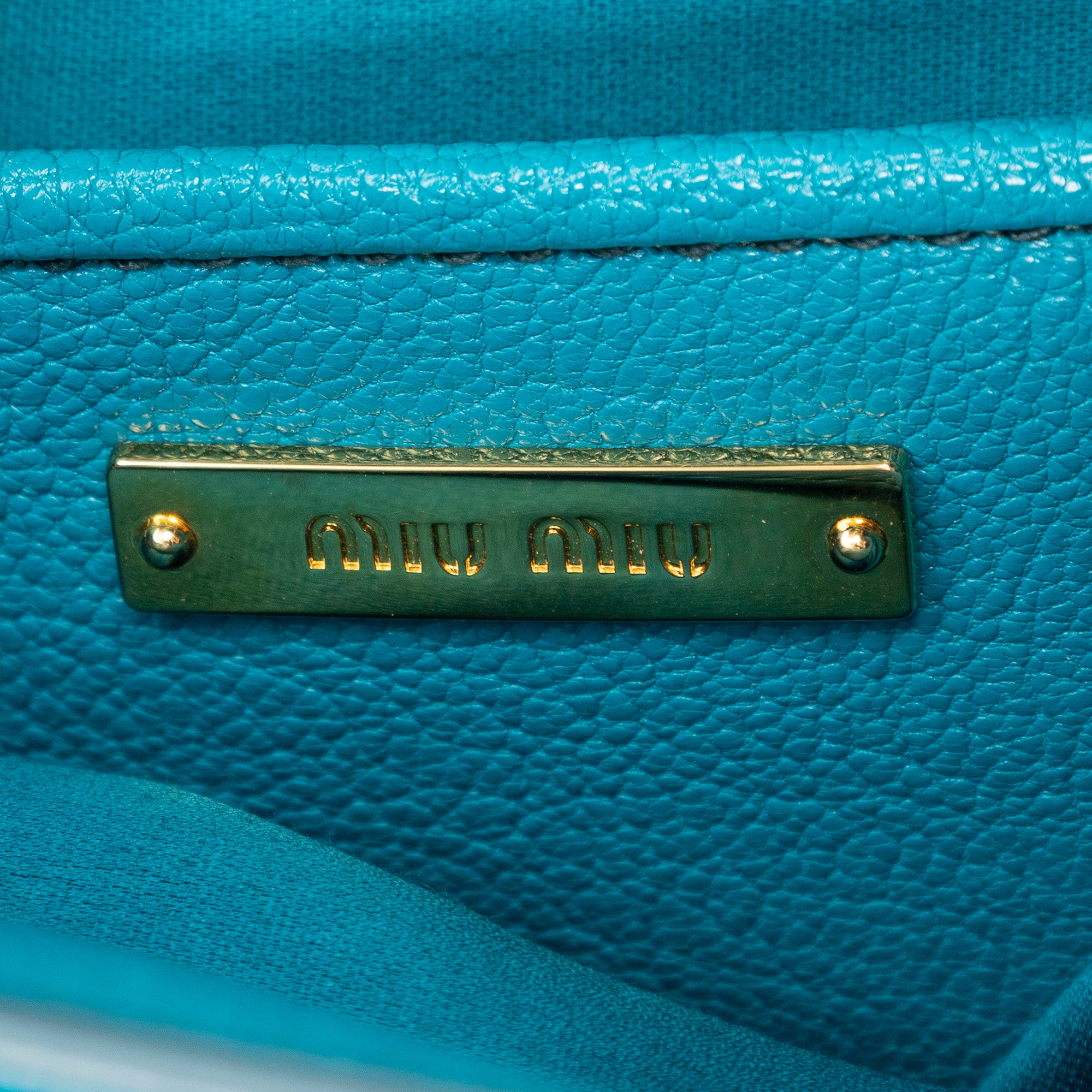 Handbag Pushlock Top Handle Teal Madras Leather