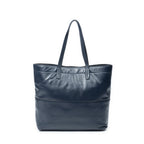 Shoulder Bag Front Pocket Shopping Tote Navy Vitello Soft Leather