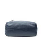Shoulder Bag Front Pocket Shopping Tote Navy Vitello Soft Leather