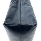 Shoulder Bag Front Pocket Shopping Tote Navy Vitello Soft Leather