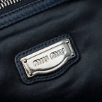 Shoulder Bag Front Pocket Shopping Tote Navy Vitello Soft Leather