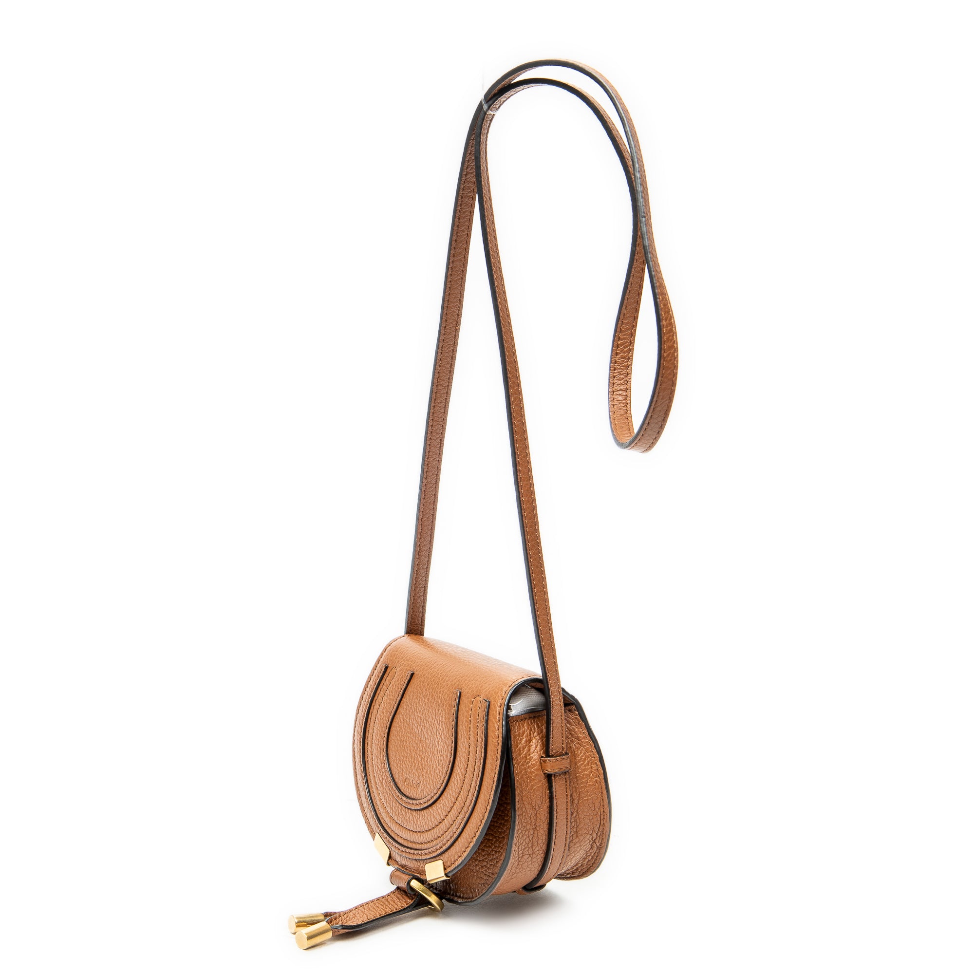 Shoulder Bag Micro Marcie Saddle Bag Brown Calfskin Leather