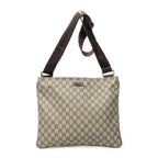 Shoulder Bag Large Square Zip Messenger Beige Supreme Coated Canvas