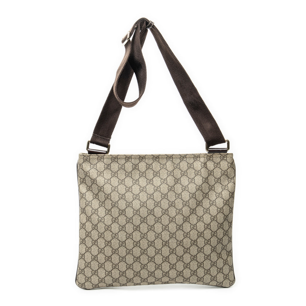 Shoulder Bag Large Square Zip Messenger Beige Supreme Coated Canvas
