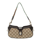 Shoulder Bag Mini Moon Side Web Hobo Beige Monogrammed Canvas