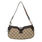 Shoulder Bag Mini Moon Side Web Hobo Beige Monogrammed Canvas
