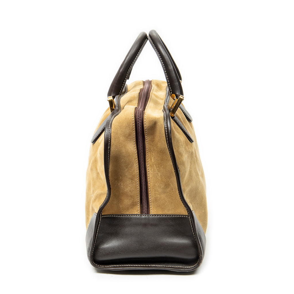 Handbag Vintage Amazona 32 Beige Suede Leather