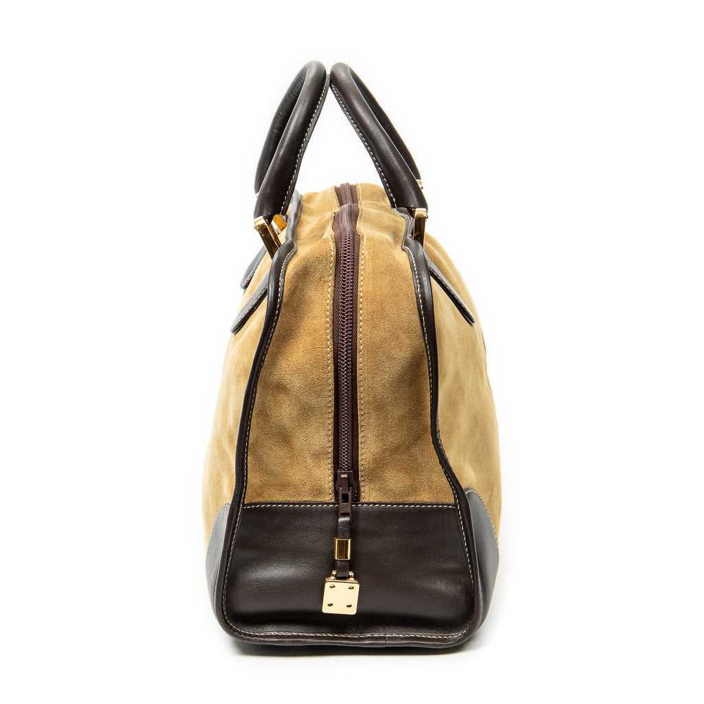 Handbag Vintage Amazona 32 Beige Suede Leather
