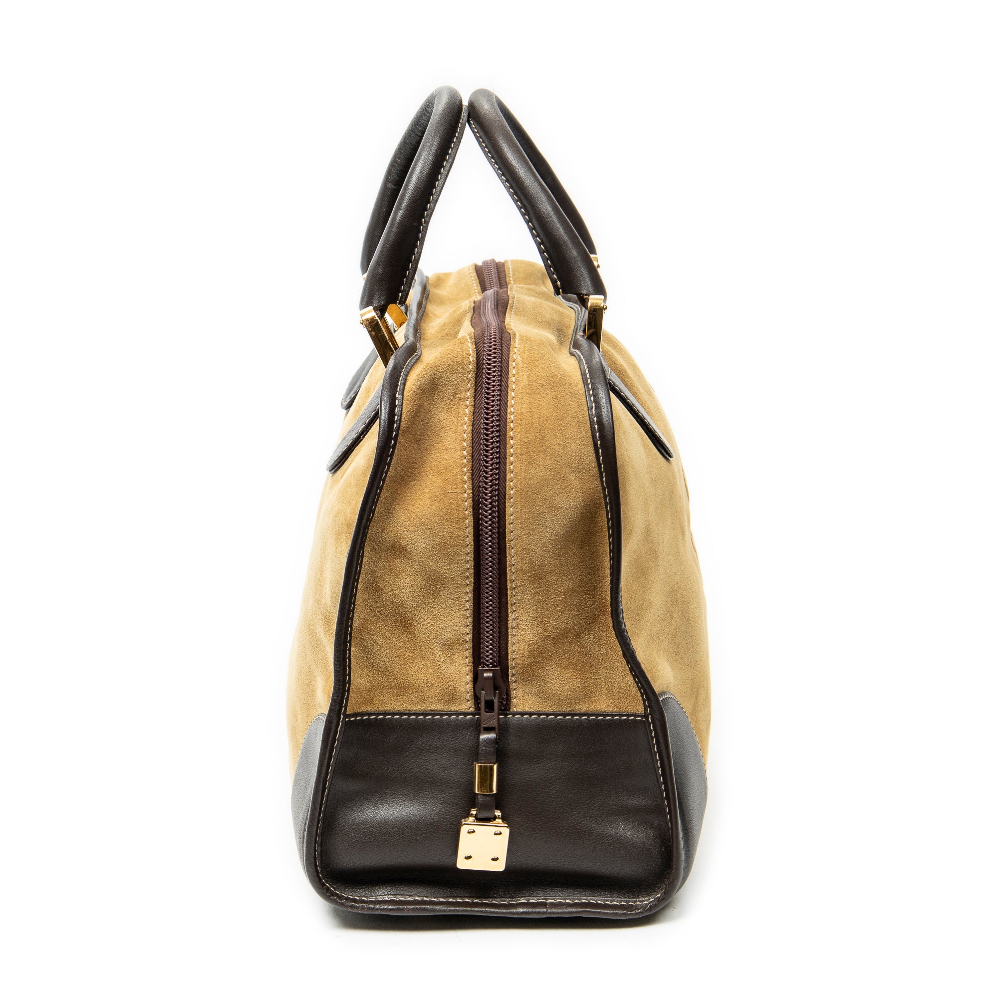 Handbag Vintage Amazona 32 Beige Suede Leather