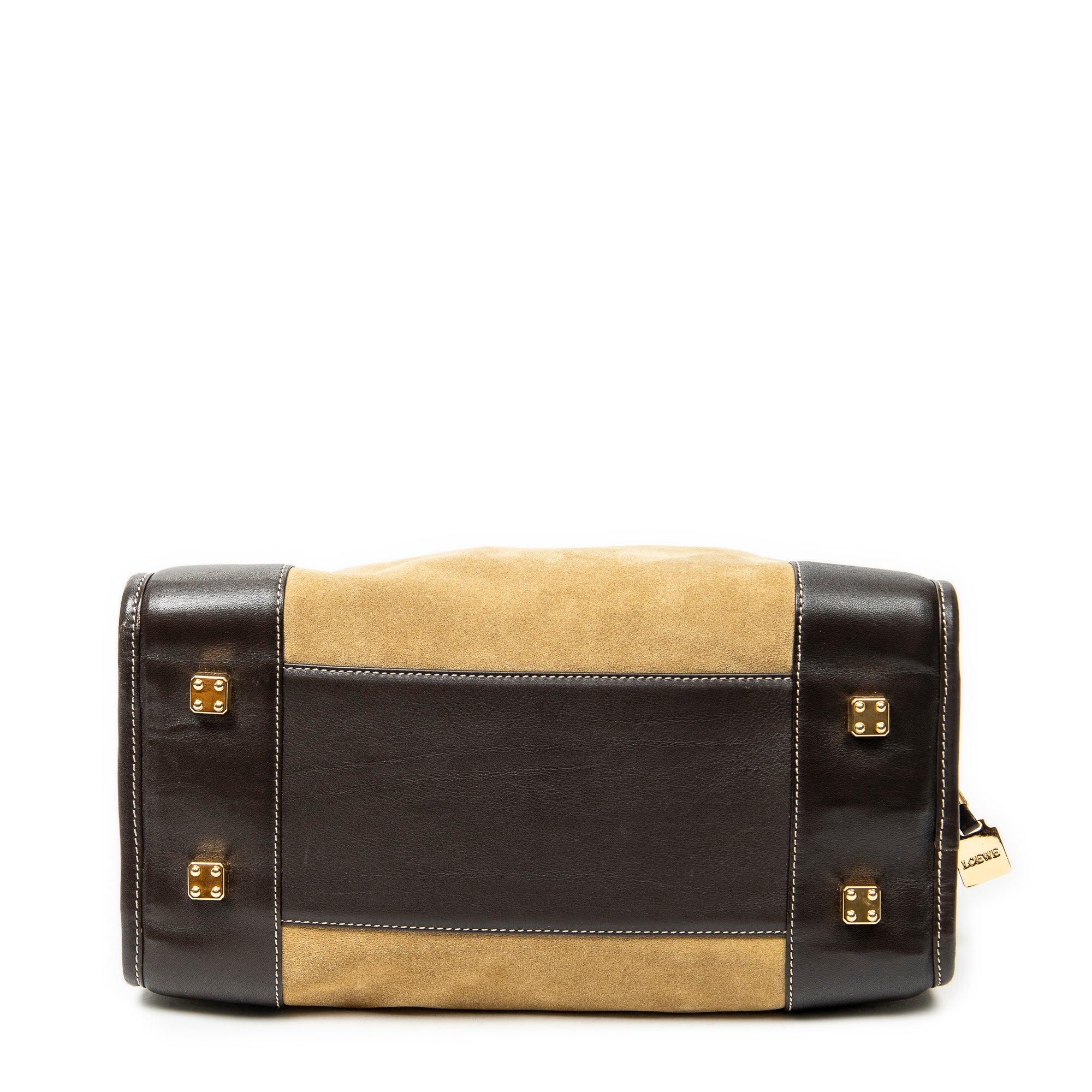 Handbag Vintage Amazona 32 Beige Suede Leather