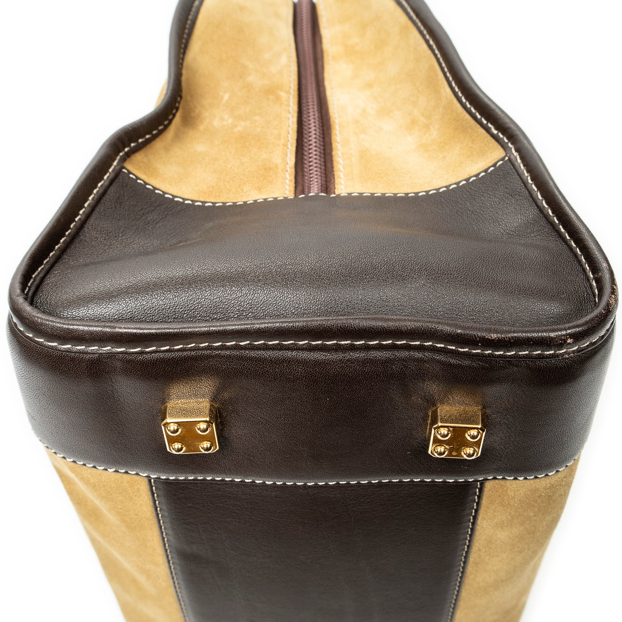 Handbag Vintage Amazona 32 Beige Suede Leather