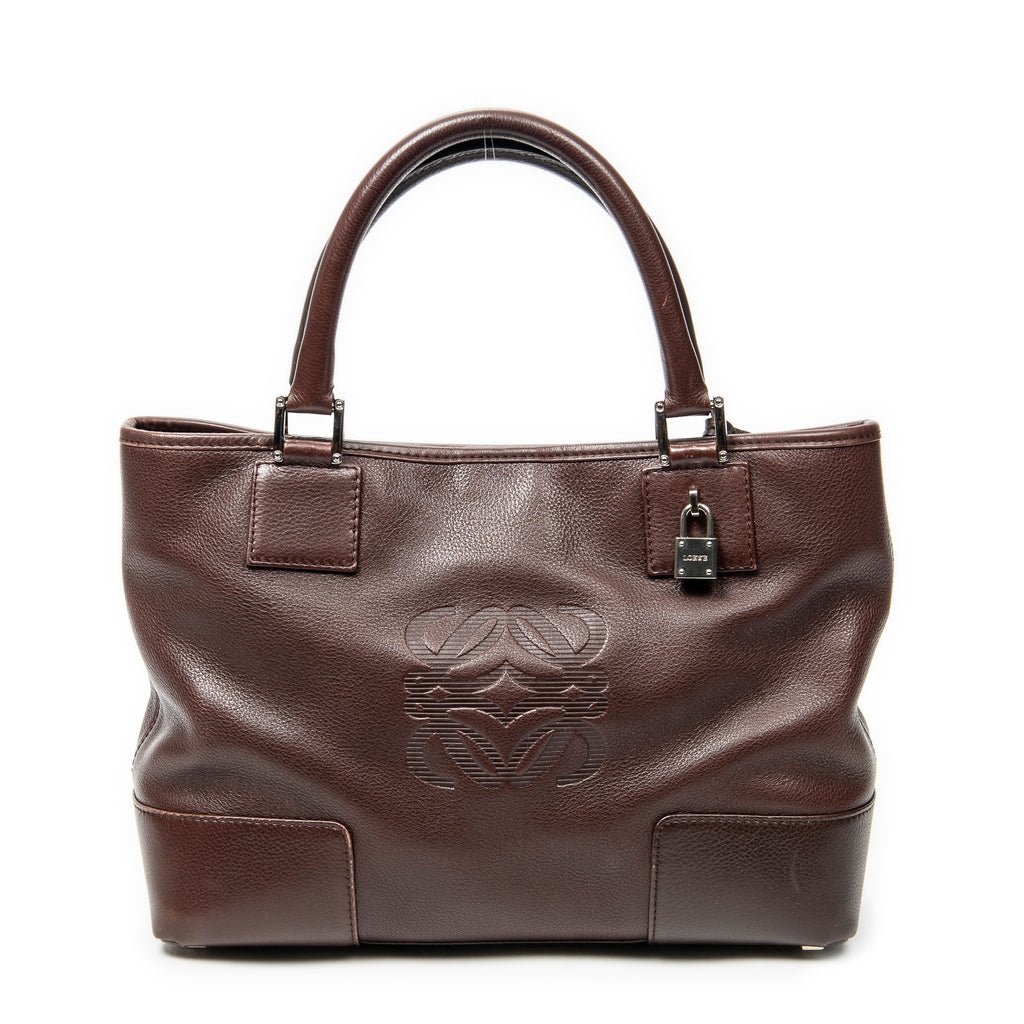 Handbag Vintage Anagram Tote Brown Calfskin Leather