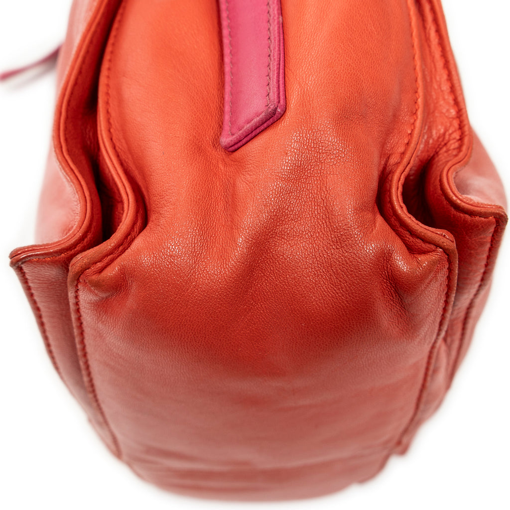 Shoulder Bag Bicolor Tassel Flamenco Red Calfskin Leather