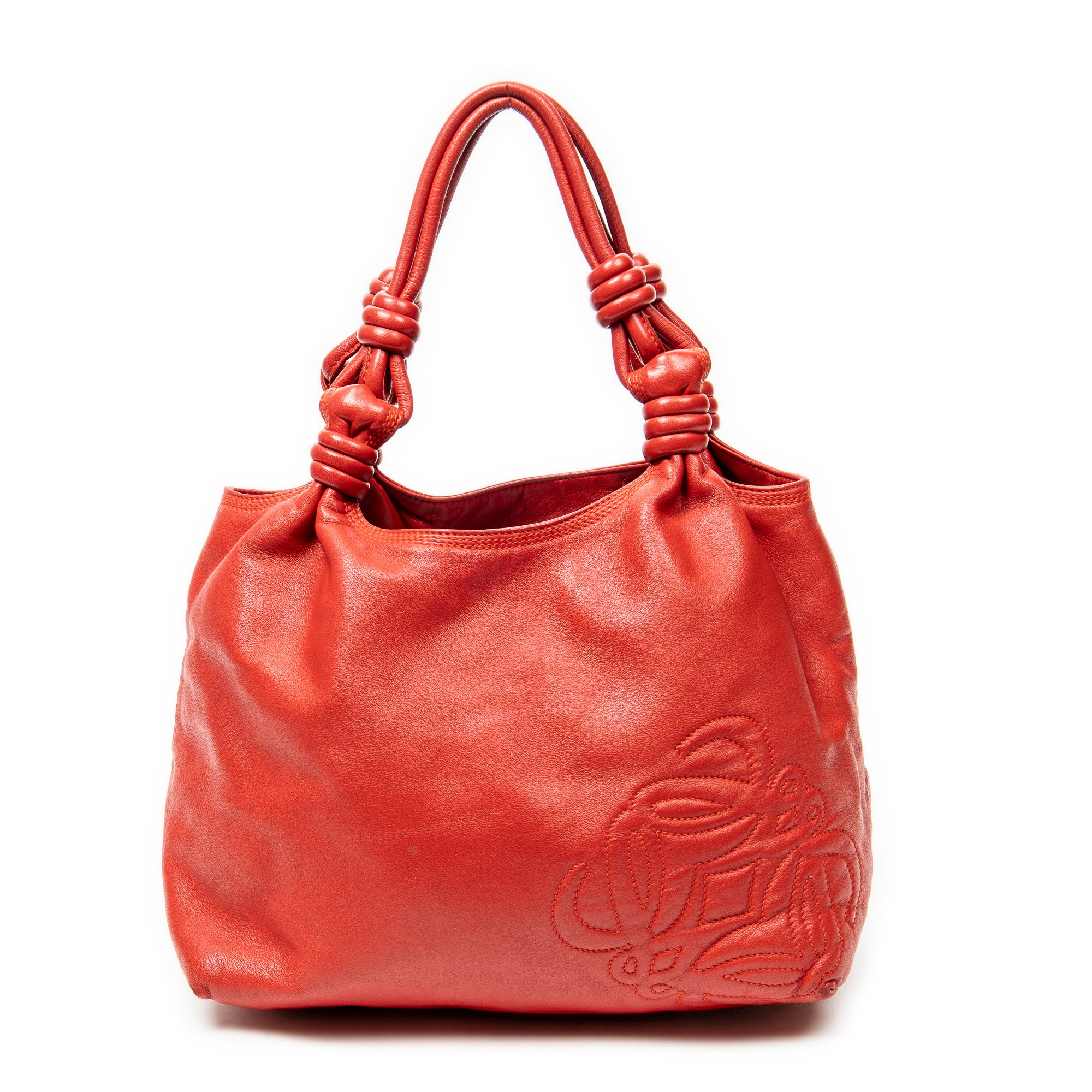 Handbag Anagram Knot Bag Red Calfskin Leather