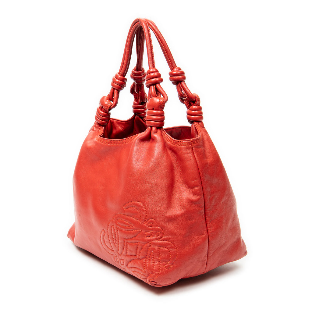Handbag Anagram Knot Bag Red Calfskin Leather