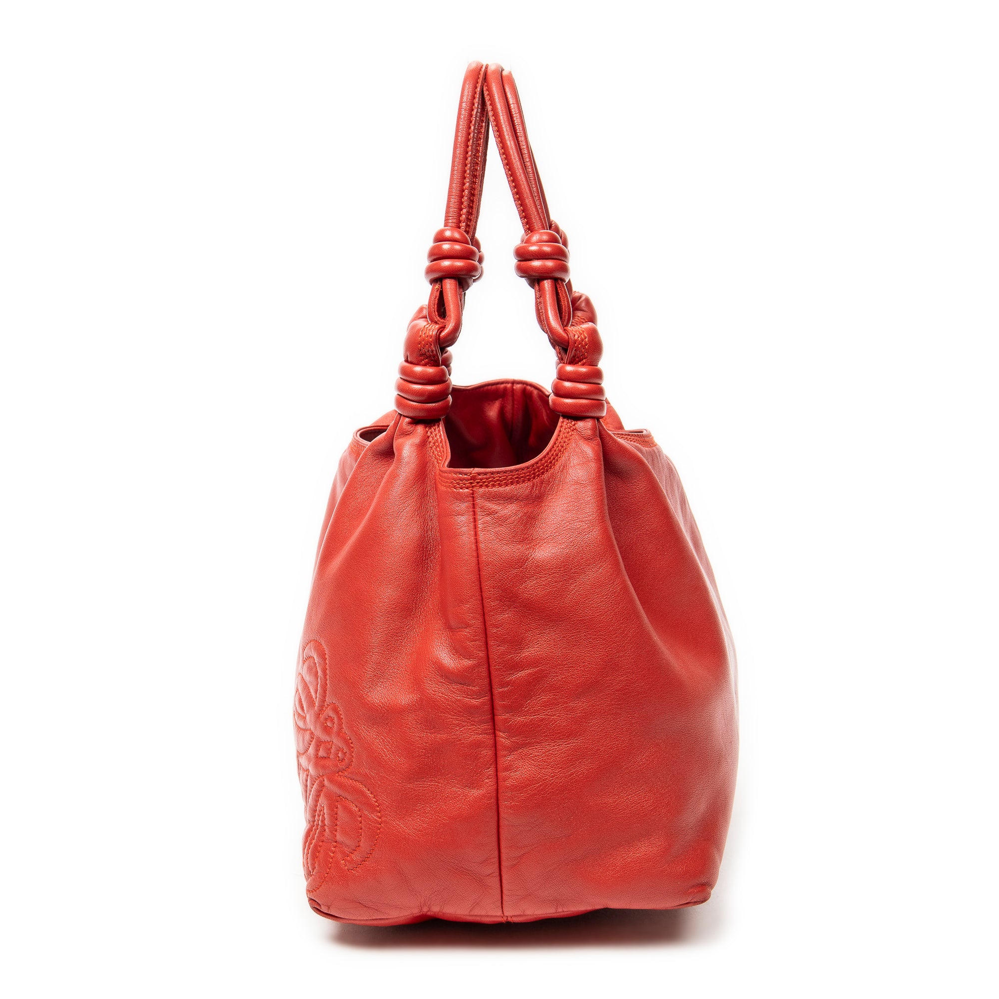 Handbag Anagram Knot Bag Red Calfskin Leather