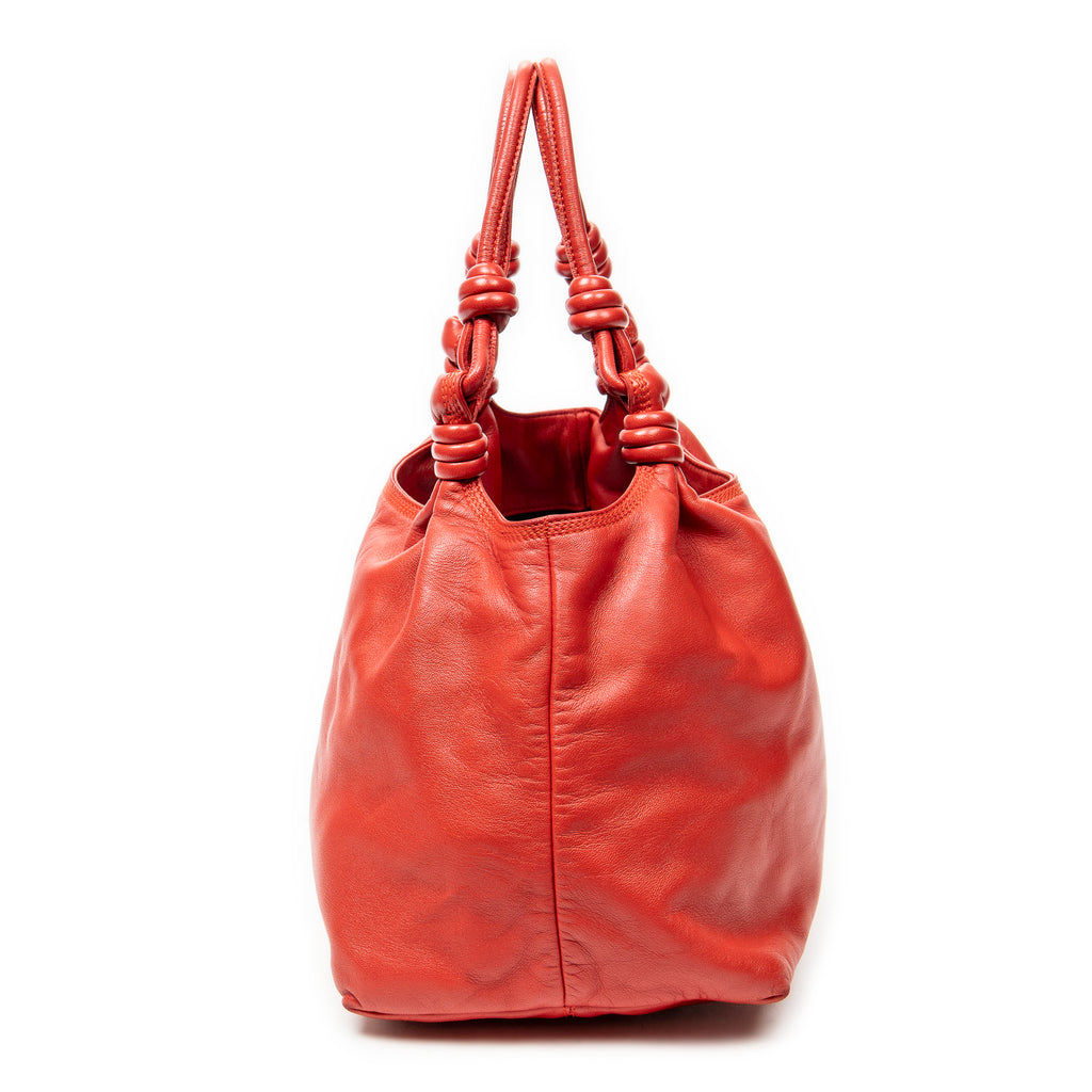Handbag Anagram Knot Bag Red Calfskin Leather
