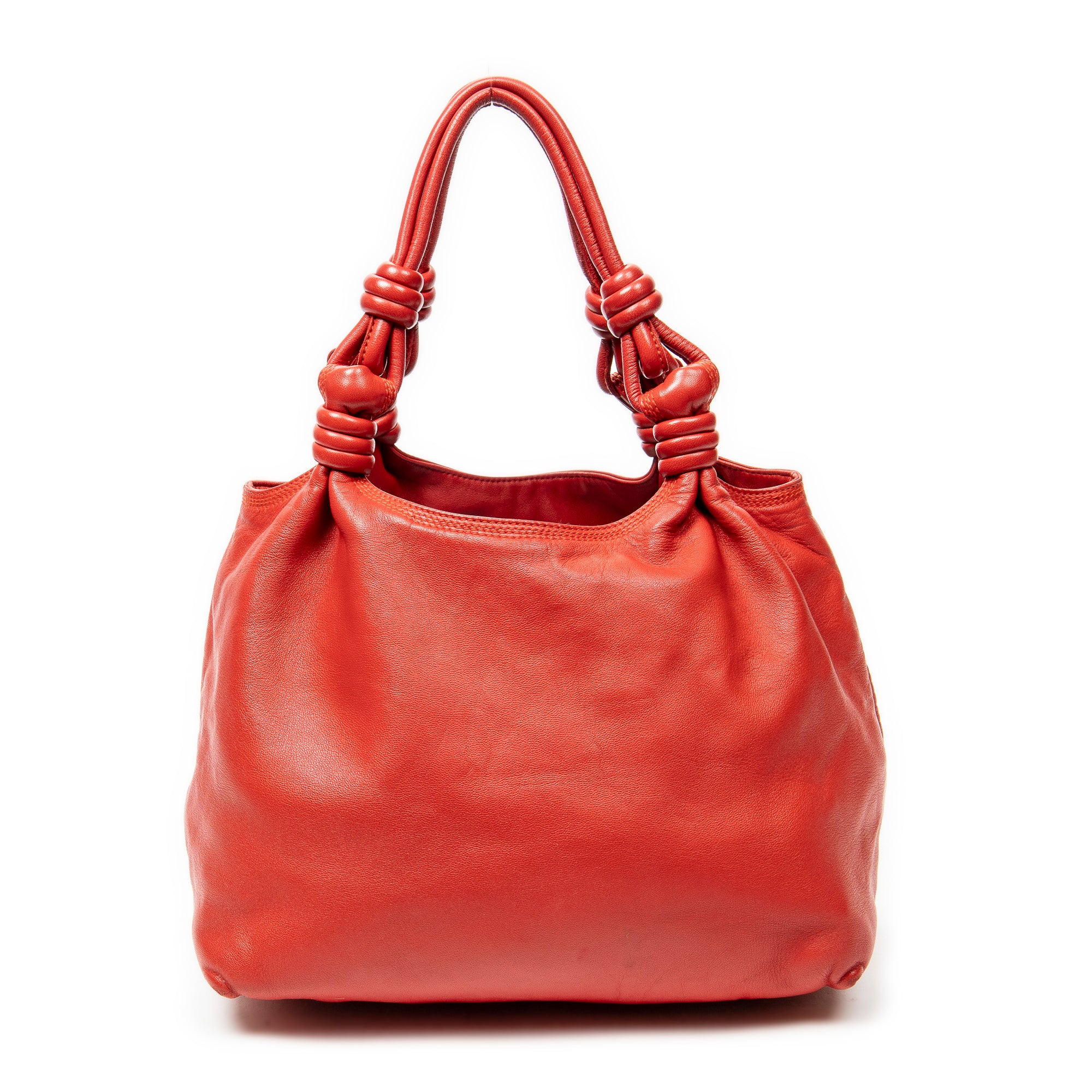 Handbag Anagram Knot Bag Red Calfskin Leather