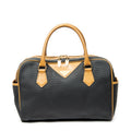 Handbag Vintage Side Pocket Boston Black Woven Coated Canvas
