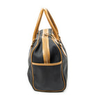 Handbag Vintage Side Pocket Boston Black Woven Coated Canvas