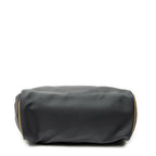 Handbag Vintage Side Pocket Boston Black Woven Coated Canvas