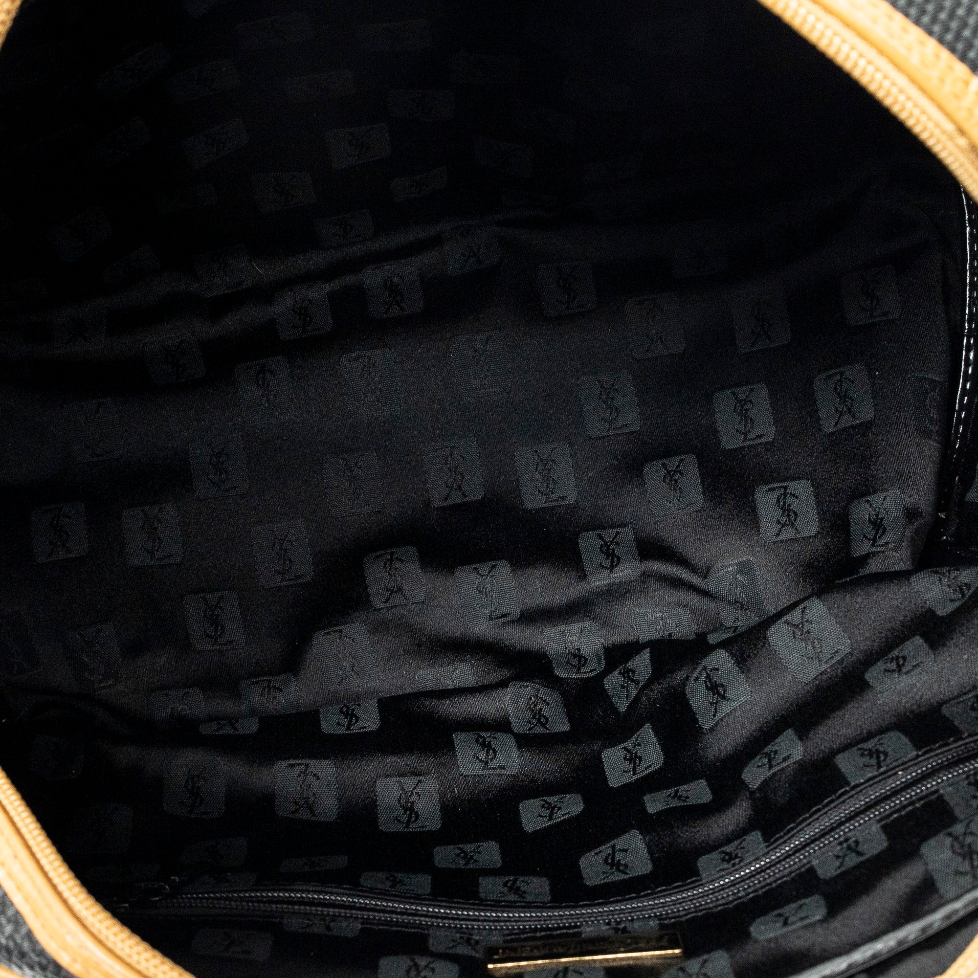 Handbag Vintage Side Pocket Boston Black Woven Coated Canvas