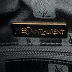 Handbag Vintage Side Pocket Boston Black Woven Coated Canvas