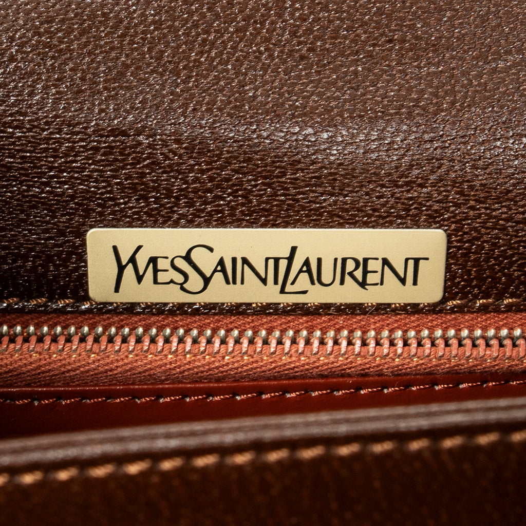Shoulder Bag Vintage Flap Bag Brown Grained Calfskin Leather