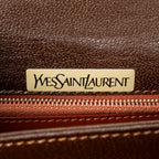 Shoulder Bag Vintage Flap Bag Brown Grained Calfskin Leather