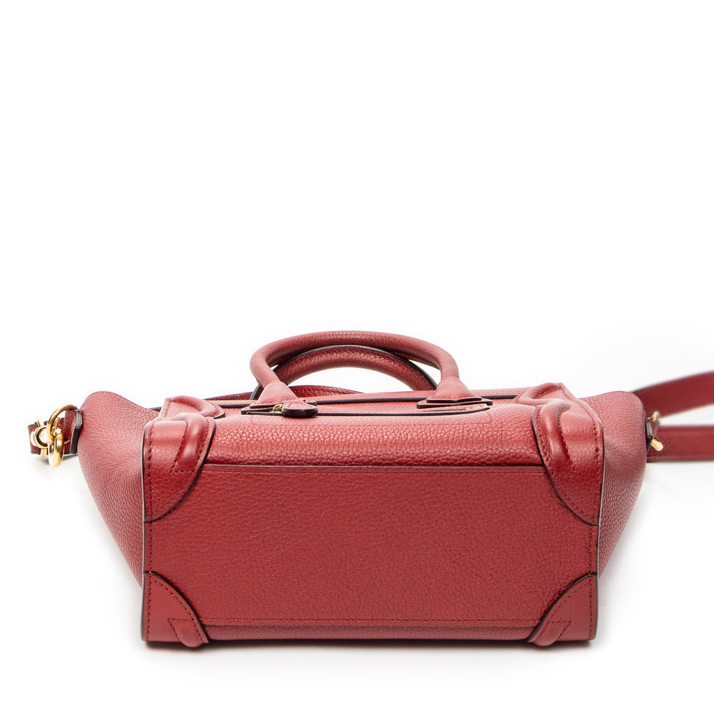 Sac Bandoulière Nano Luggage Cuir de veau grainé Rouge