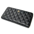 Wallet Classic Zip Around Wallet Black Quilted Caviar Leather