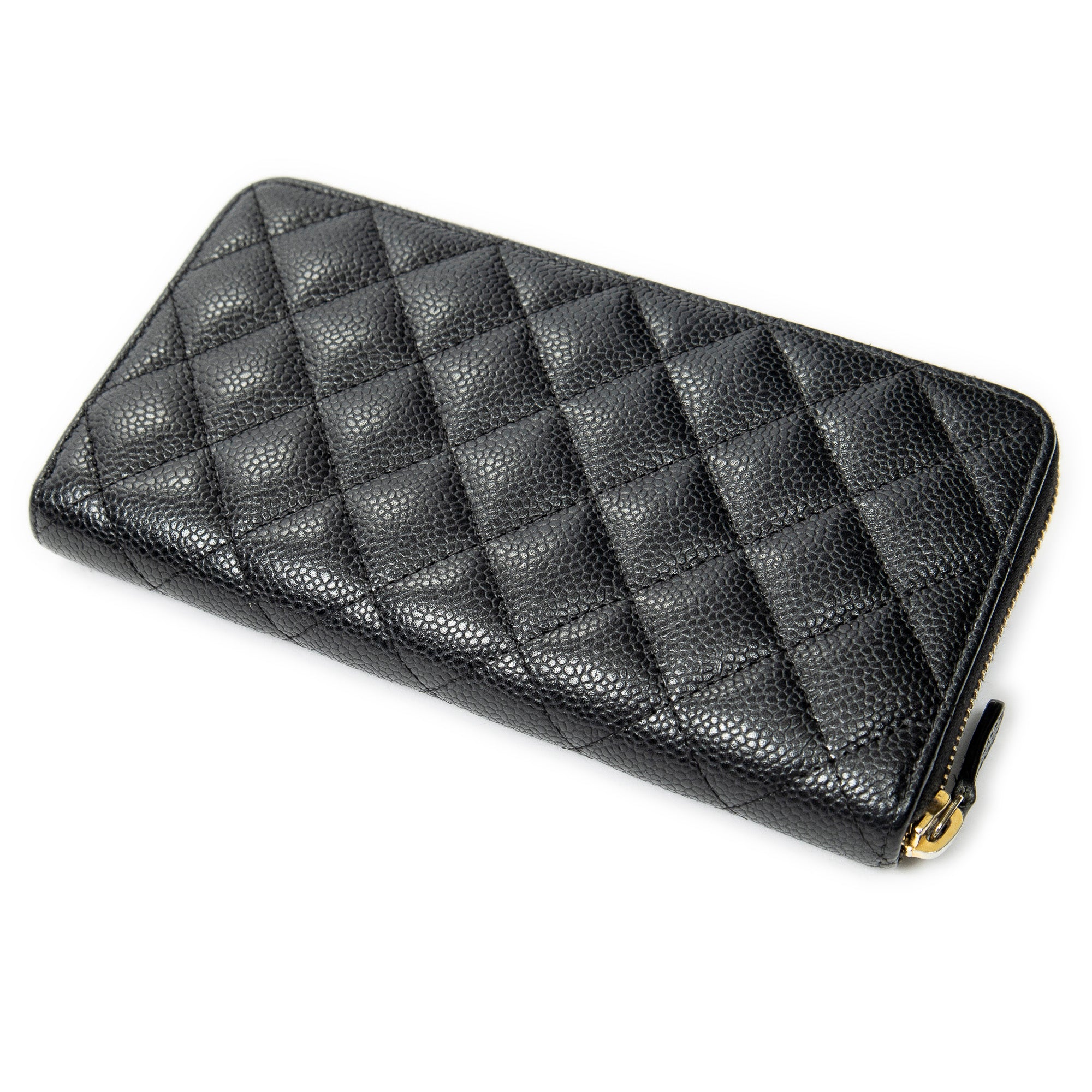 Wallet Classic Zip Around Wallet Black Quilted Caviar Leather