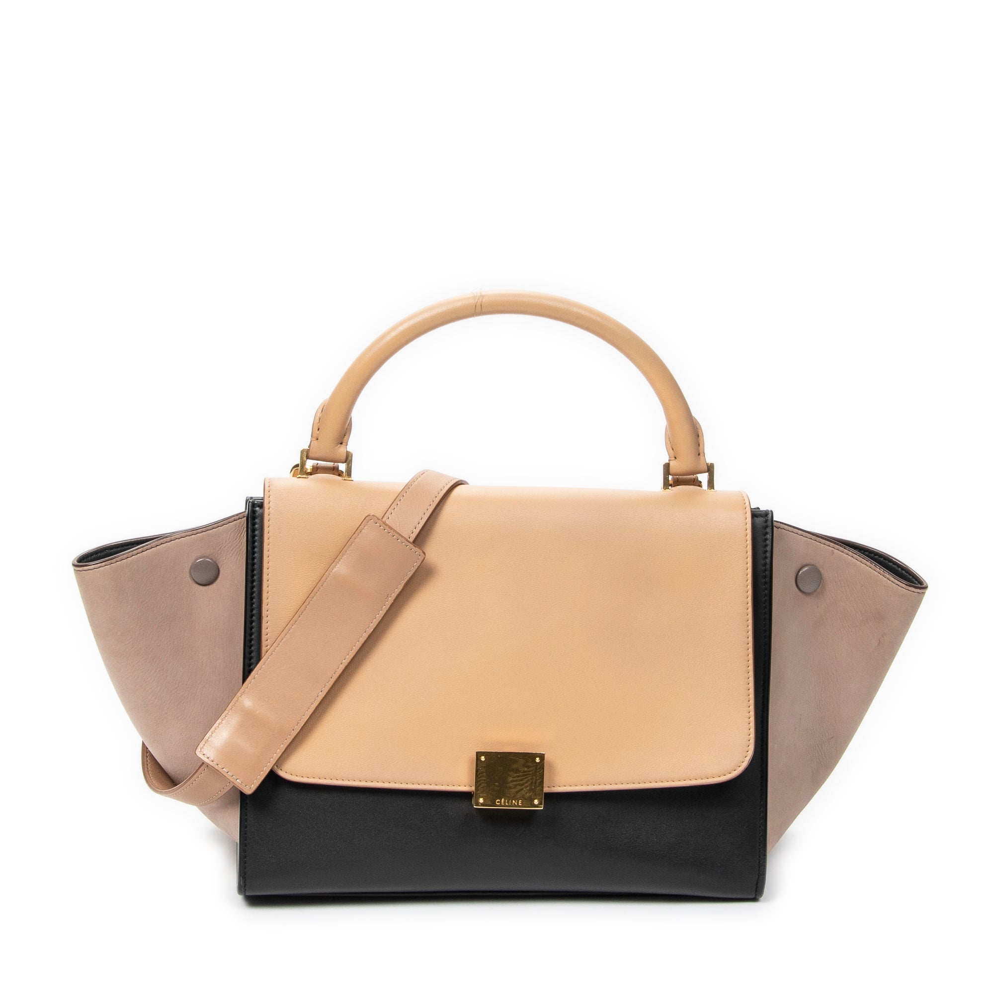Shoulder Bag Small Trapeze Light Beige Calfskin Leather